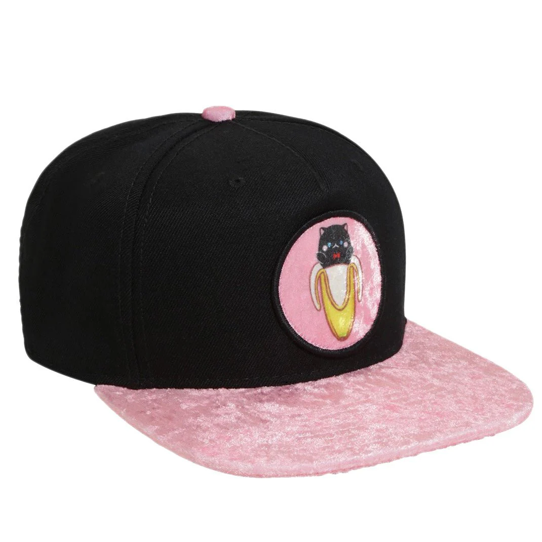 Bananya Pink and Black Plush Snapback