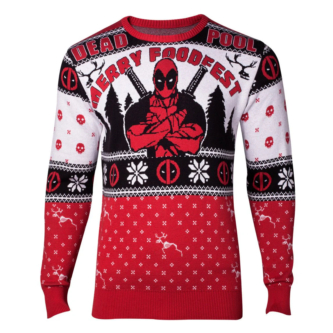 Deadpool Merry Foodfest Knitted Christmas Jumper / Sweater - Image 4