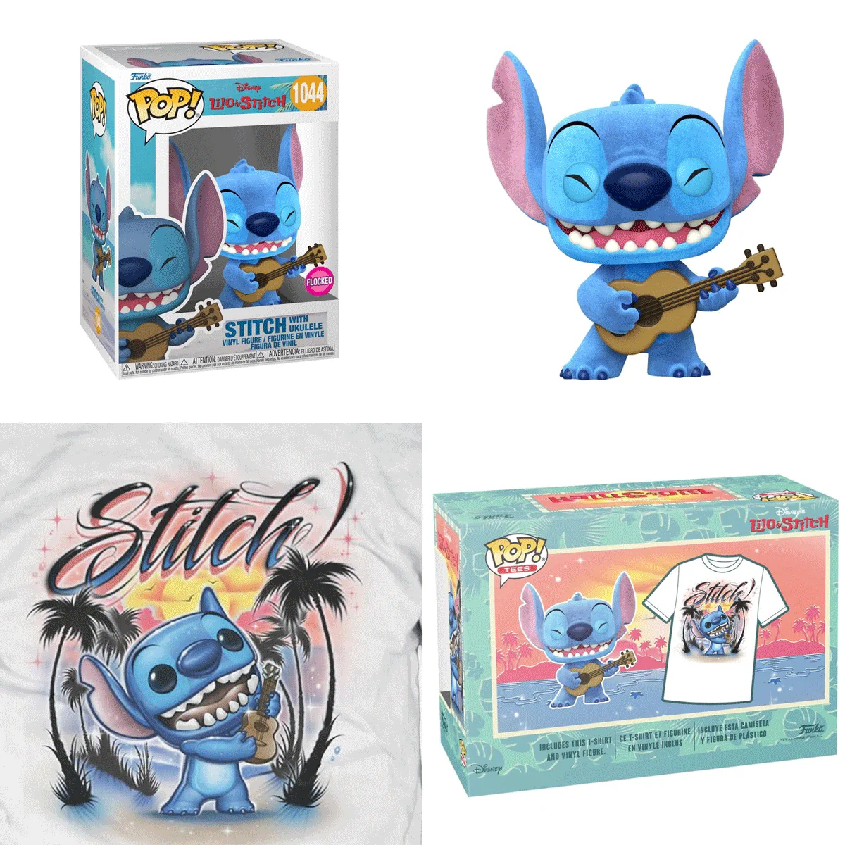 Disney Lilo and Stitch - Stitch with Ukulele Flocked Pop! Vinyl and Tee Set - Image 3