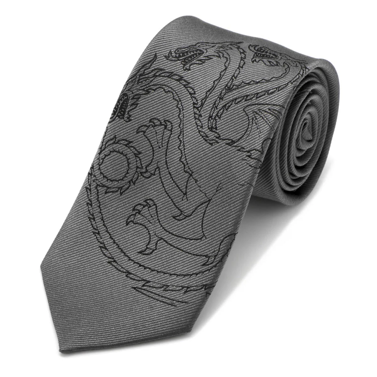 Game of Thrones House Targaryen Grey Silk Tie