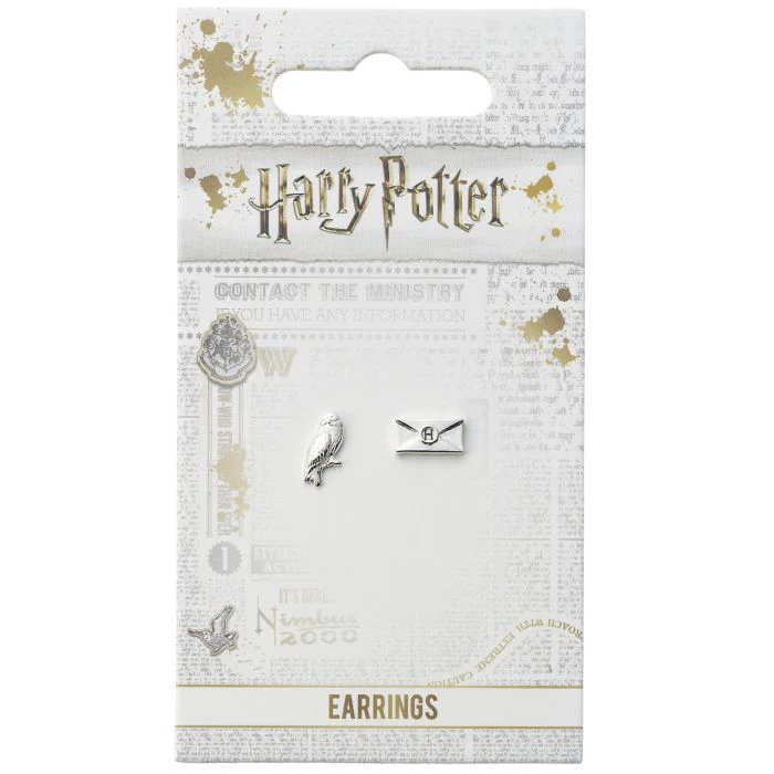 Harry Potter Hedwig and Letter Silver Plated Stud Earrings - Image 3