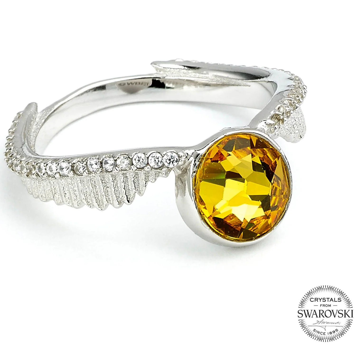 Harry Potter Sterling Silver Golden Snitch Ring with Swarovski Crystals