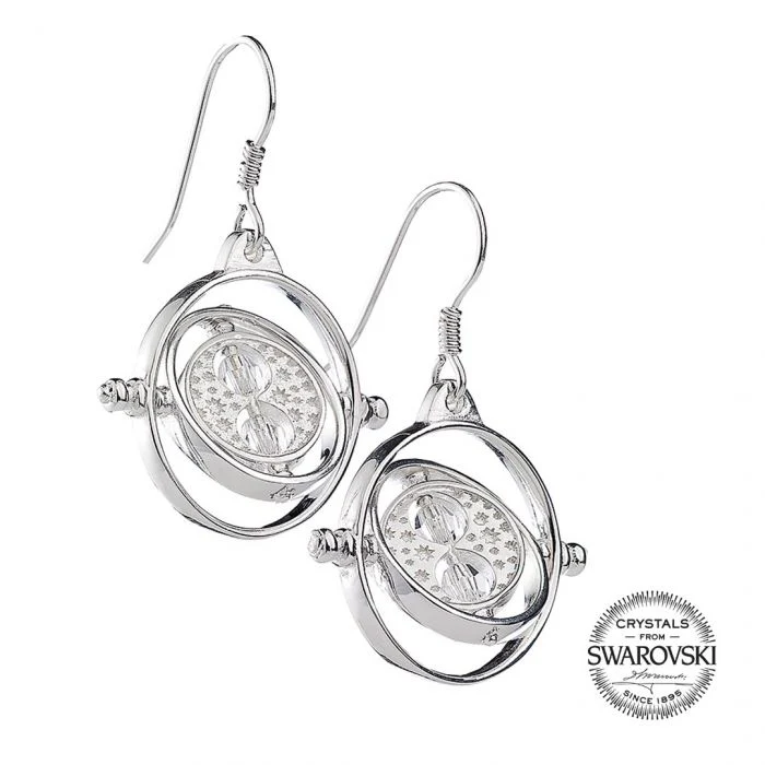 Harry Potter Time Turner Sterling Silver Earrings with Swarovski Crystals