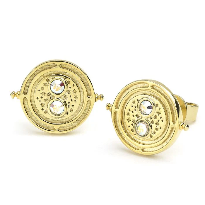 Harry Potter Time Turner Sterling Silver - Gold Plated Stud Earrings