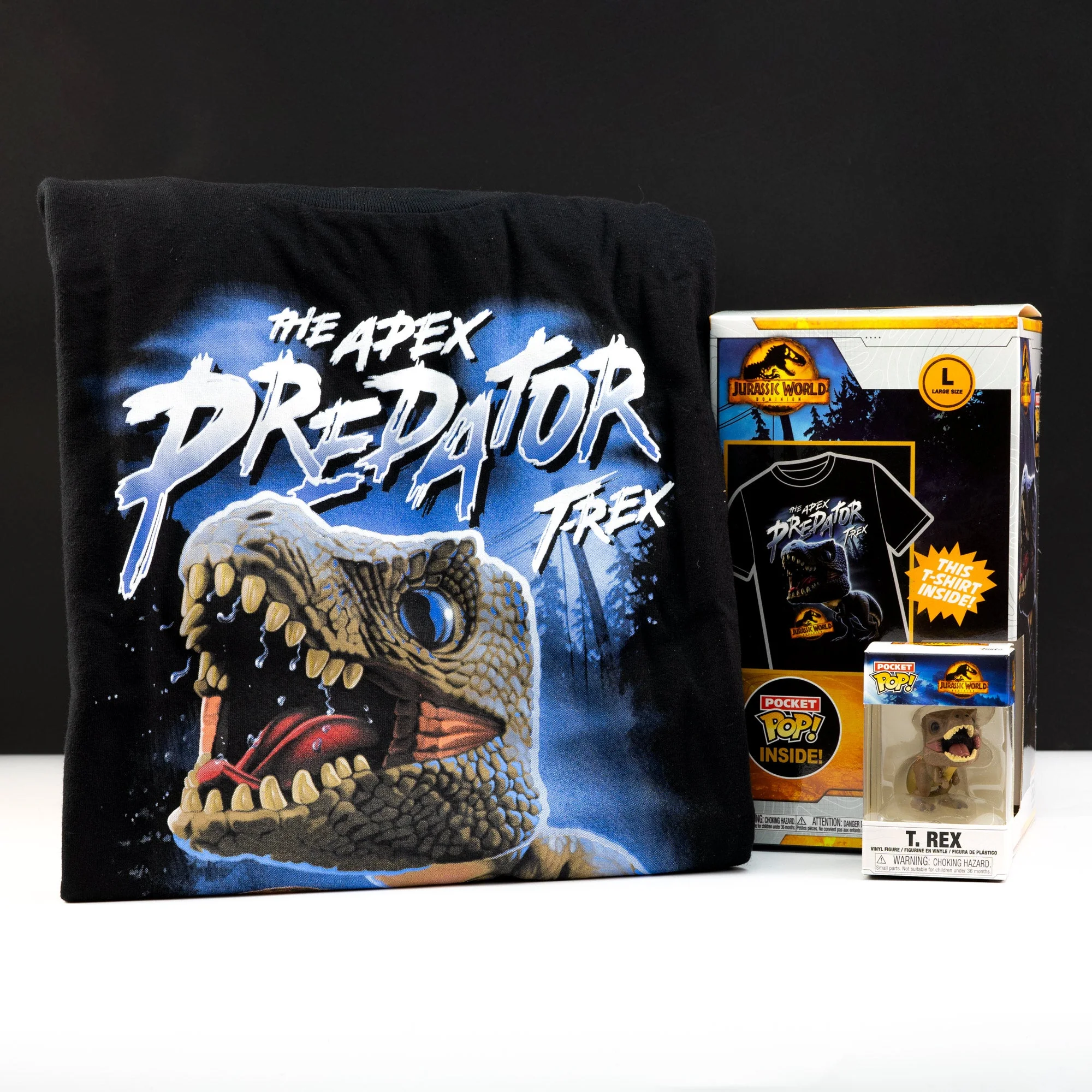 Jurassic World T-Rex Pocket Pop! Vinyl and Tee Set for Kids
