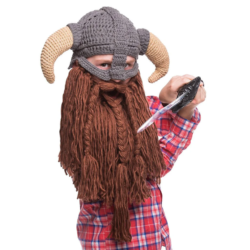Kids Battle Viking Bearded Hat - Image 2