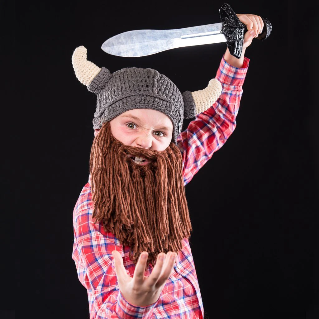 Kids Viking Horn Bearded Hat - Image 4