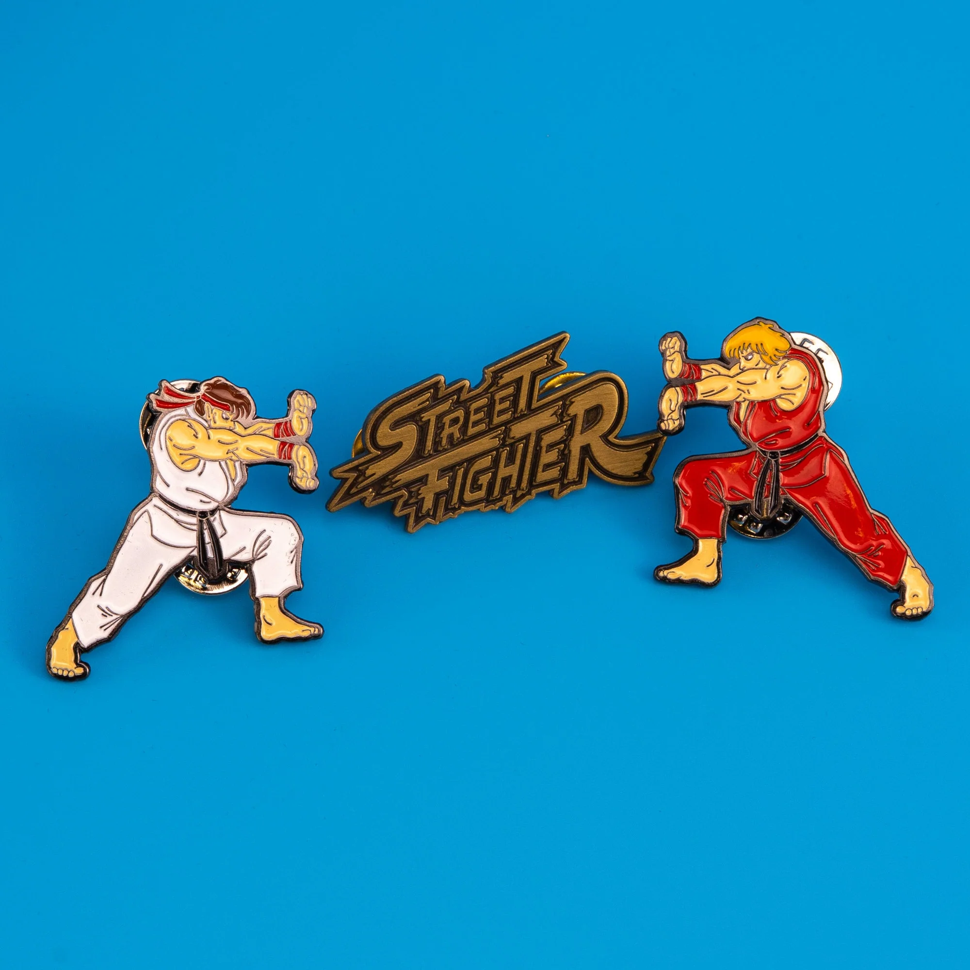 Street Fighter Ryu, Ken and Logo 3 Pack Enamel Pin Set with Tin - Image 3