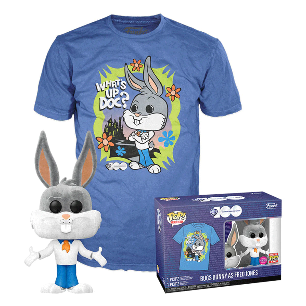 Looney Tunes Bugs Bunny as Fred Jones Pop! Vinyl and Tee Set - Image 3