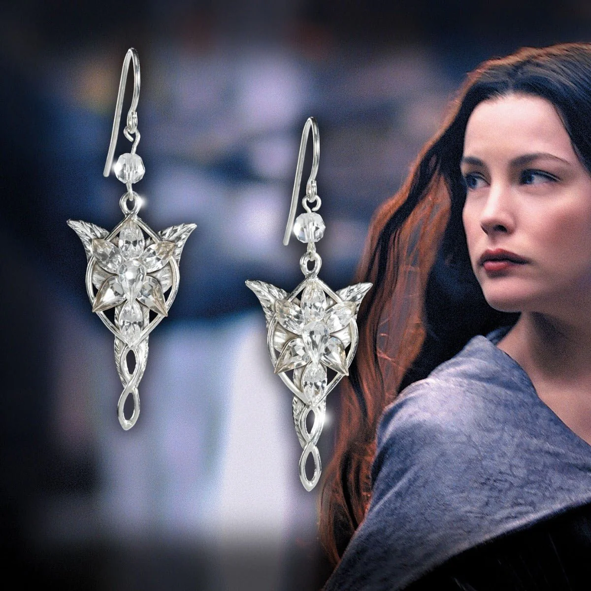 Lord of the Rings Sterling Silver Arwen Evenstar Earrings - Image 2