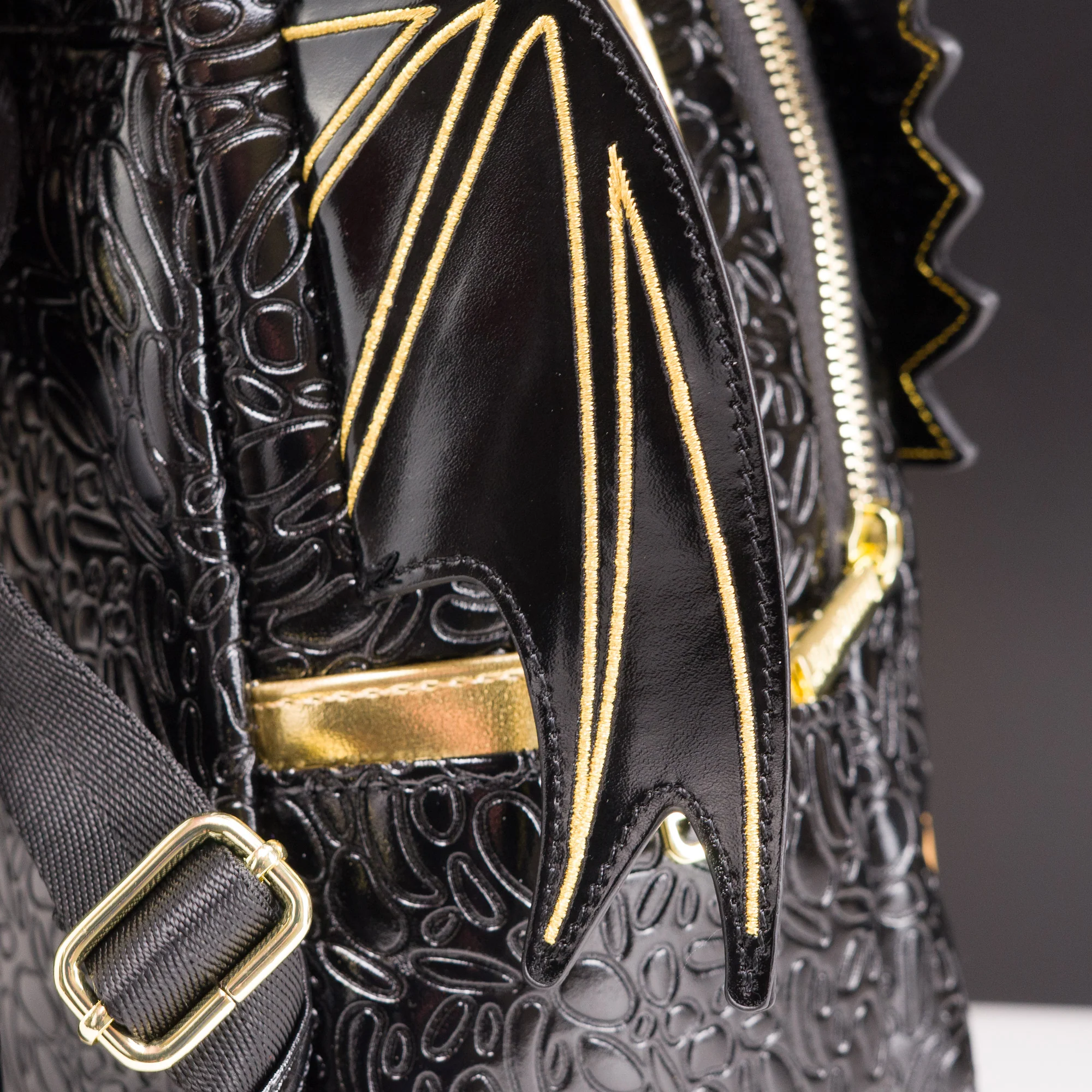 Loungefly Originals Black and Gold Dragon Mini Backpack - Image 5