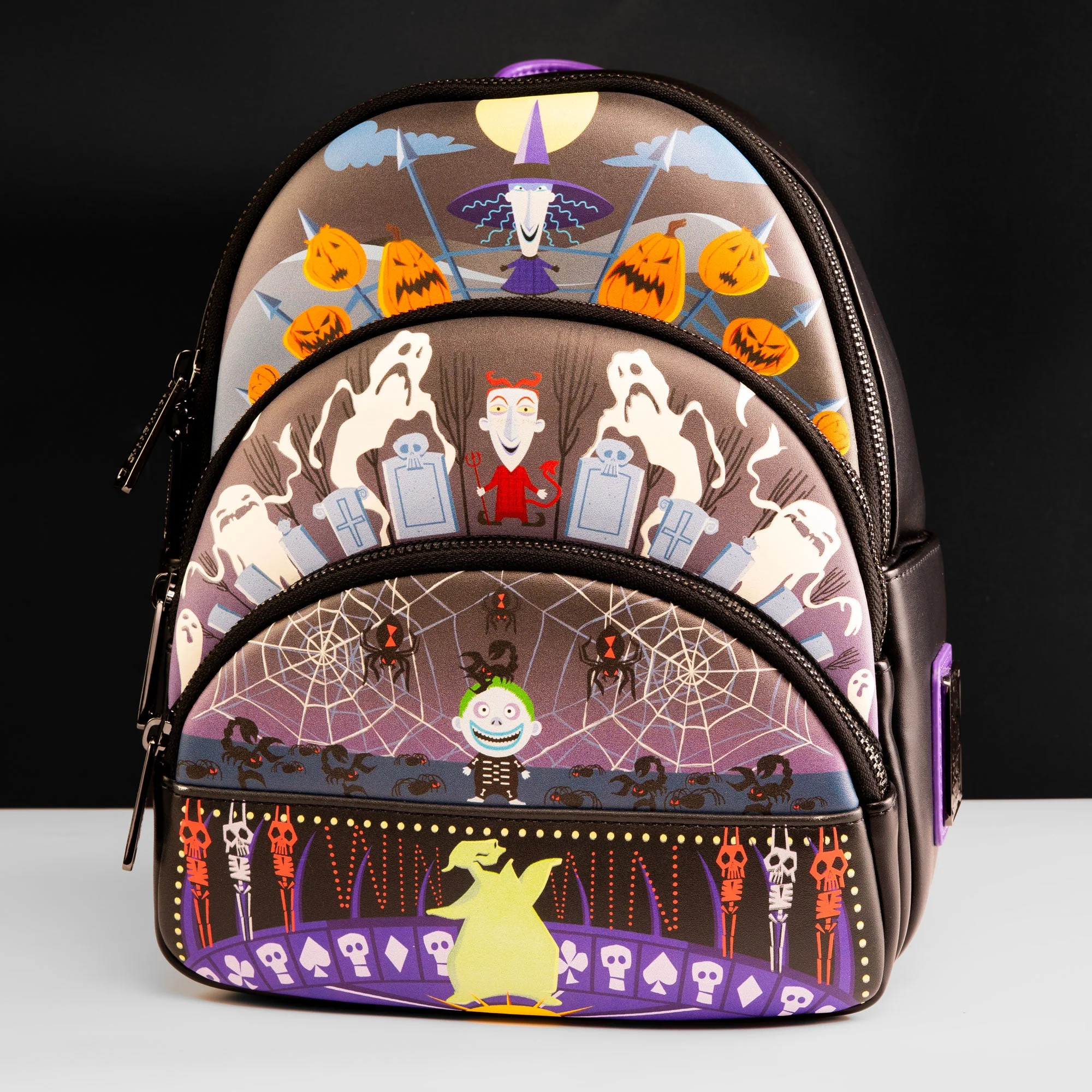 Loungefly The Nightmare Before Christmas Triple Pocket Lock Shock Barrel Oogie Boogie Backpack - Image 2