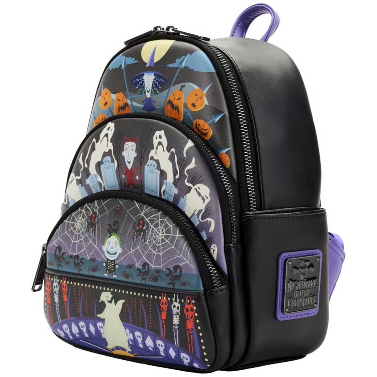 Loungefly The Nightmare Before Christmas Triple Pocket Lock Shock Barrel Oogie Boogie Backpack - Image 3