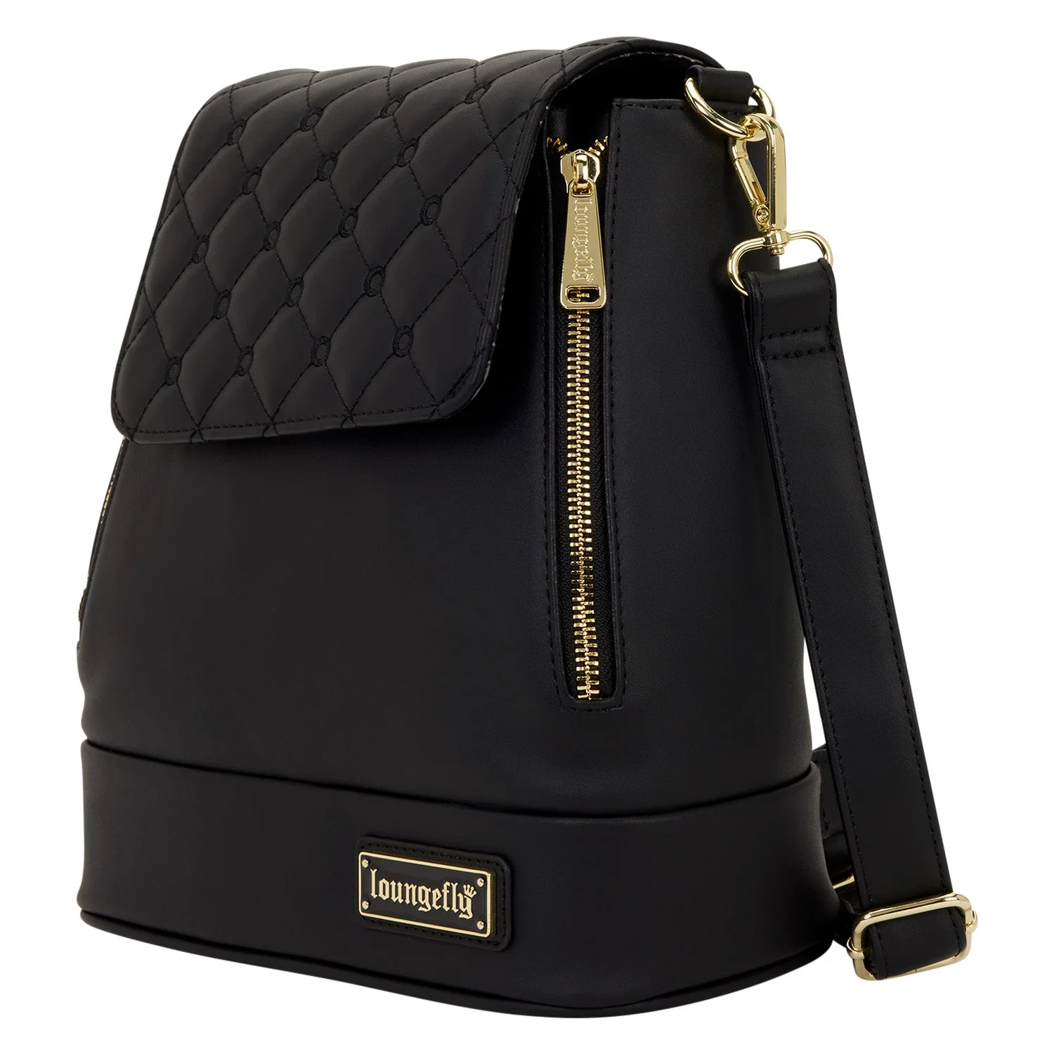 Loungefly Original Black Quilted Pin Trader Convertible Mini Backpack & Crossbody Bag - Image 2