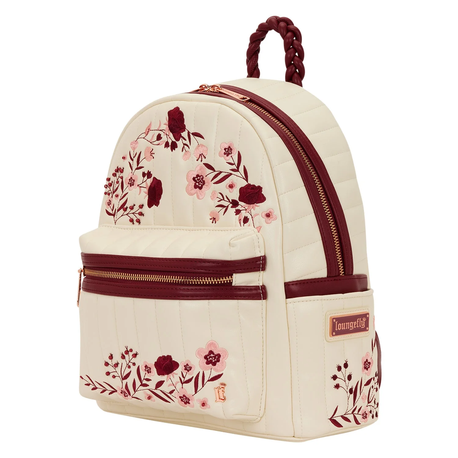 Loungefly Originals Cream & Red Floral Mid-Size Backpack - Image 2