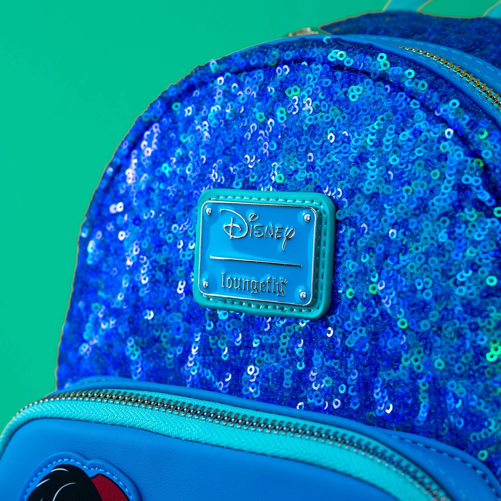 Loungefly x Disney Aladdin, Jasmine and Rajah Blue Sequin Mini Backpack - Image 2