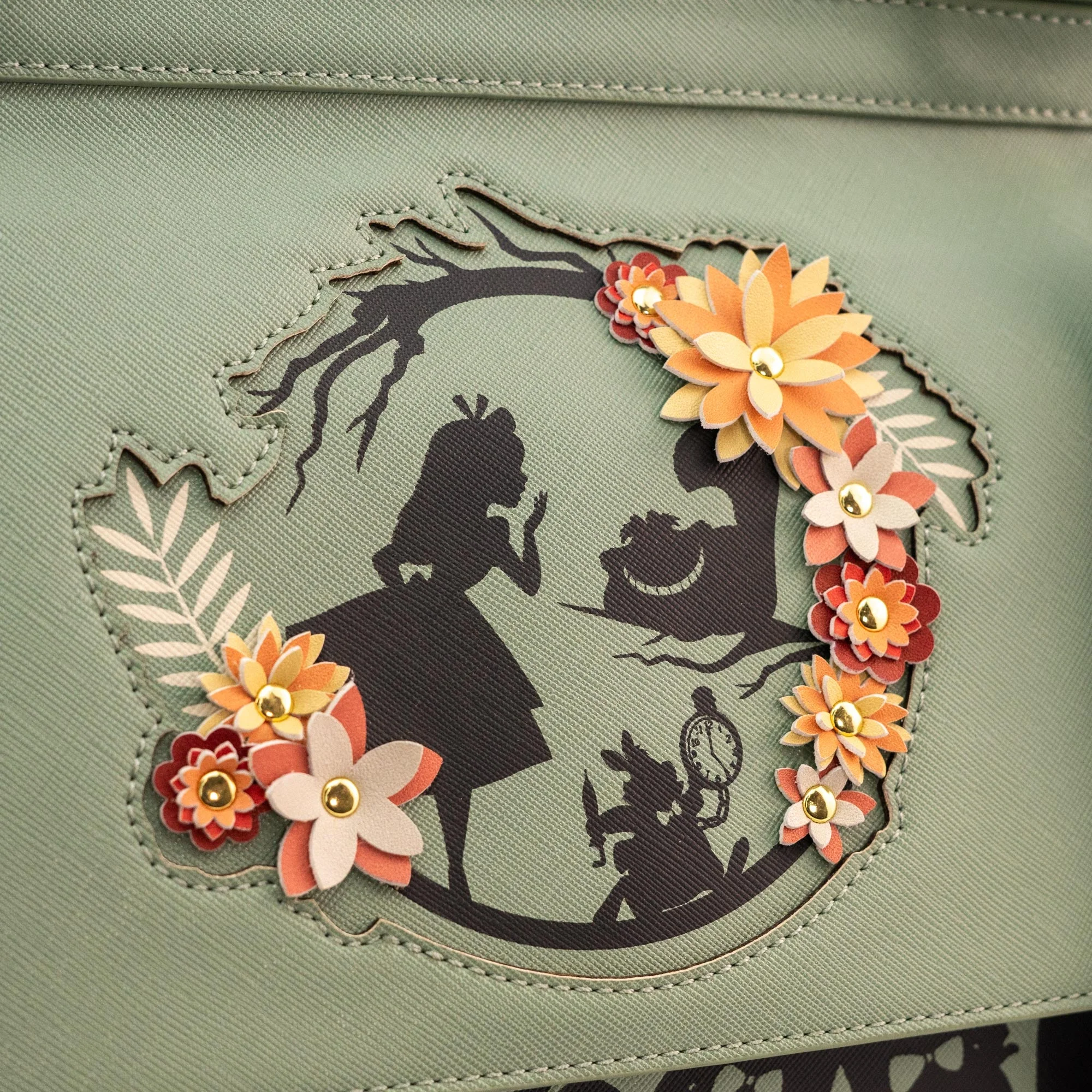 Loungefly x Disney Alice in Wonderland Green Floral Crossbody Bag - Image 2