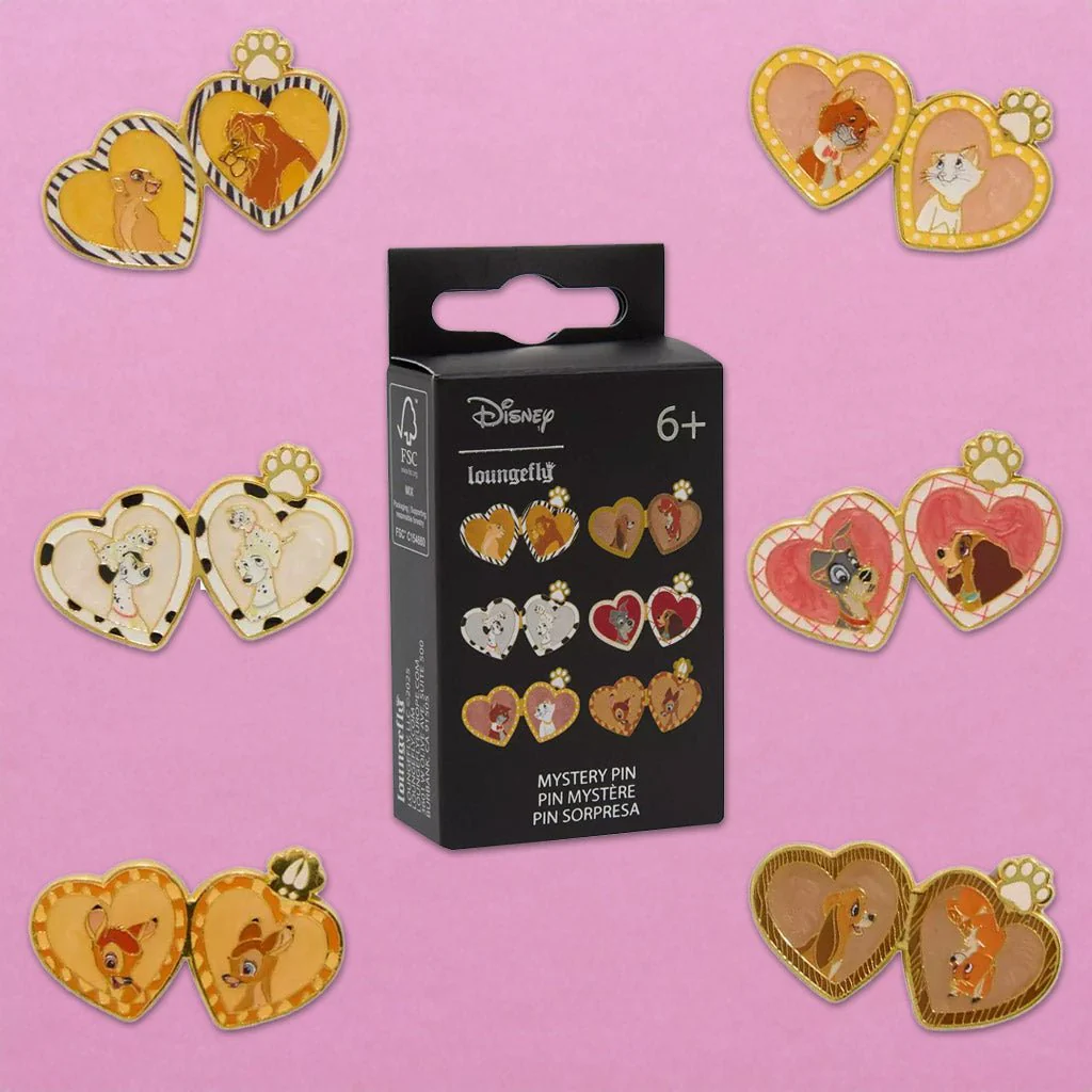 Loungefly x Disney Animal Couples as Heart Lockets Blind Box Mystery Pin