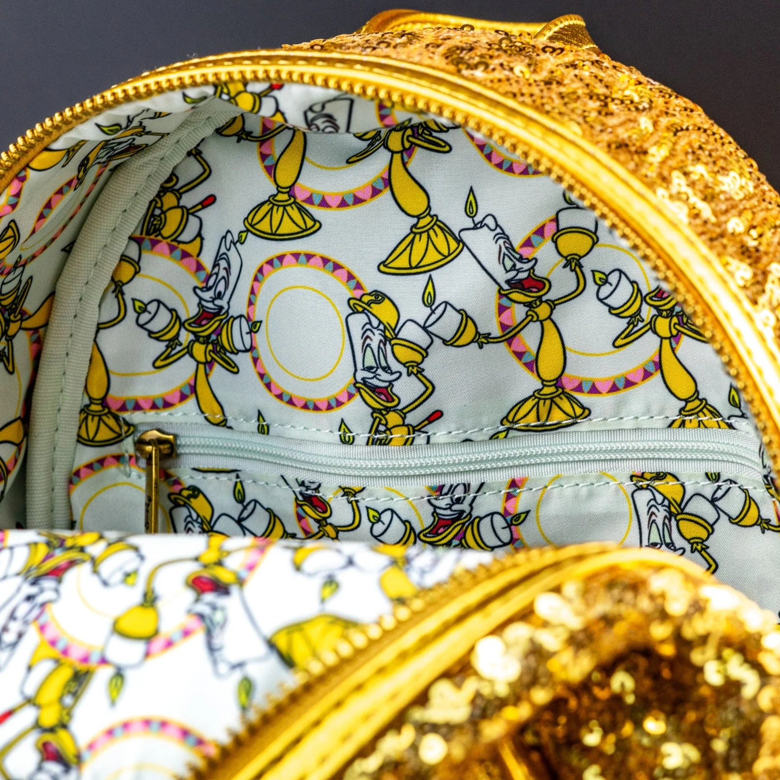 Loungefly x Disney Beauty and the Beast Lumière Sequin Mini Backpack - Image 9