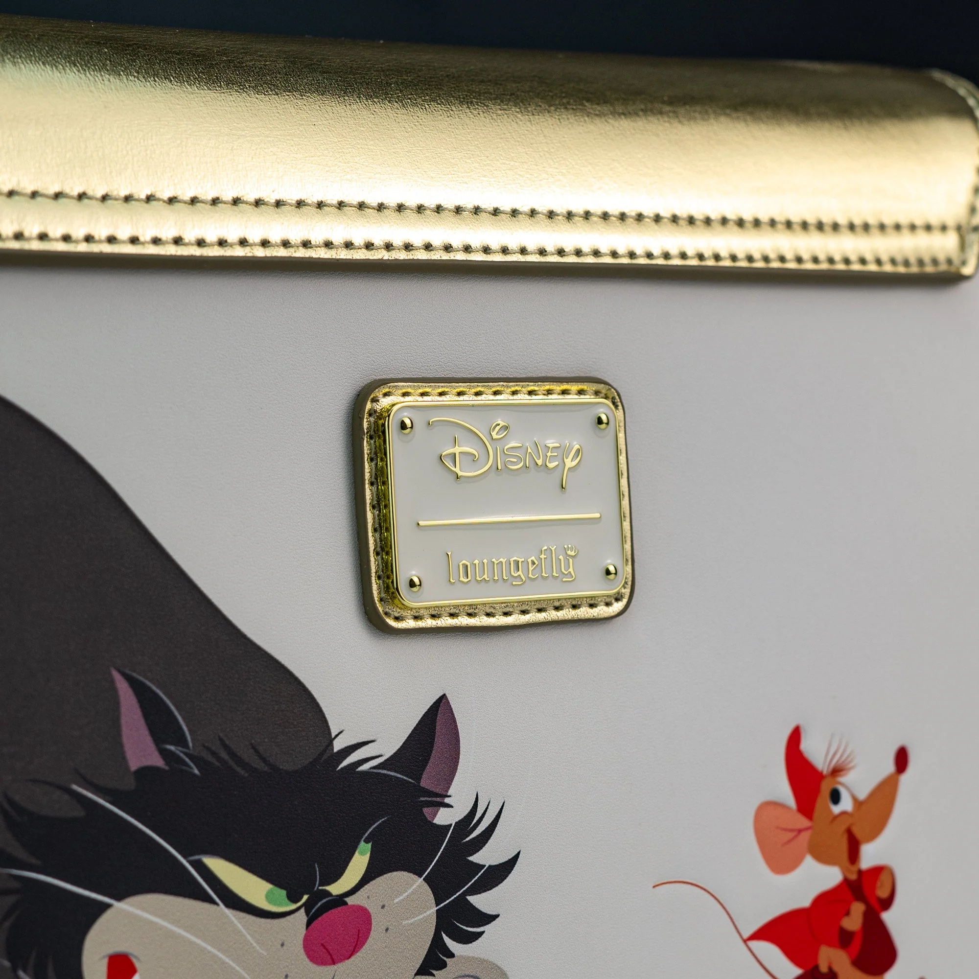 Loungefly x Disney Cinderella Lucifer Jaq and Gus Teacup Gold Foil Crossbody Bag - Image 4