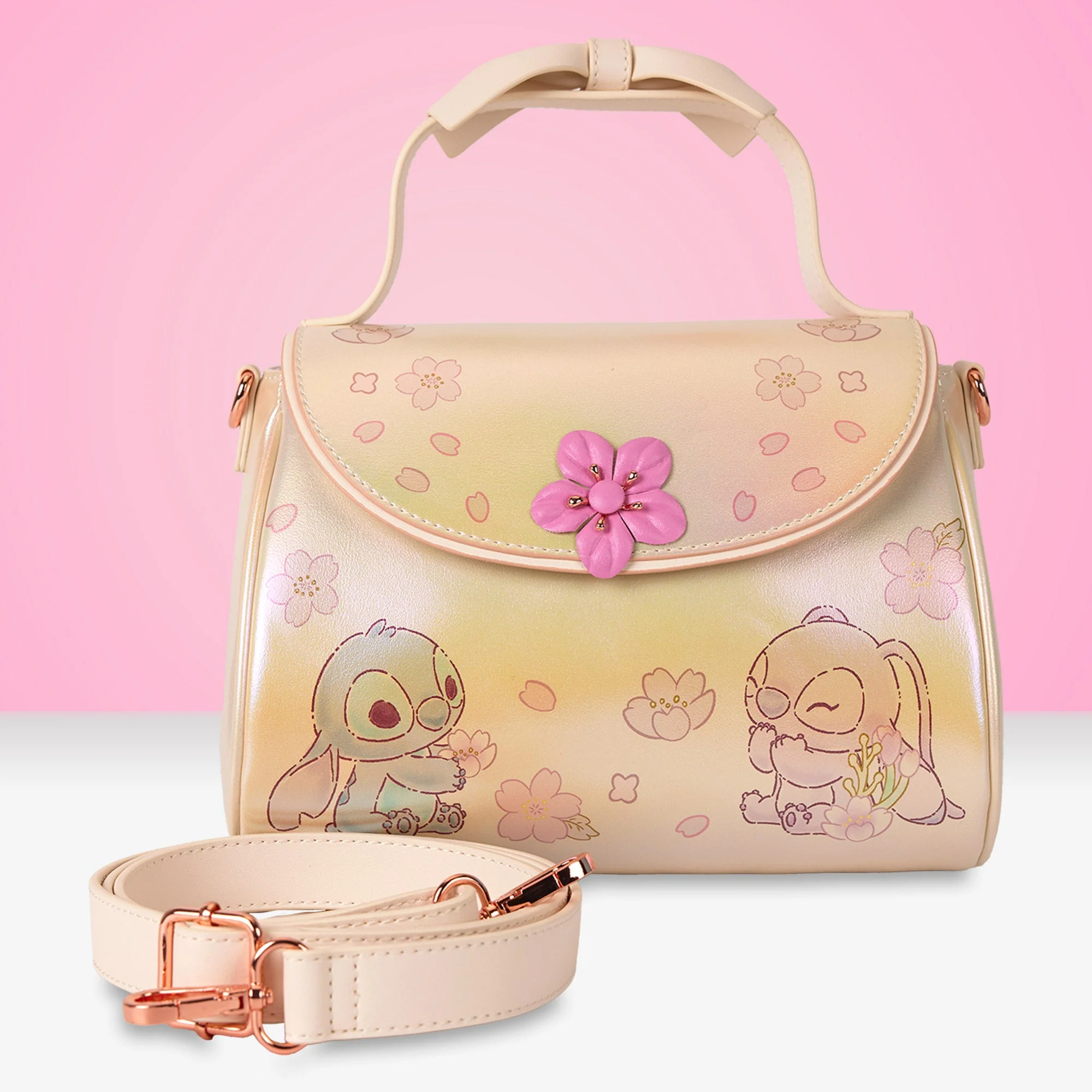 Loungefly x Disney Stitch Cherry Blossom Bow Handle Crossbody Bag