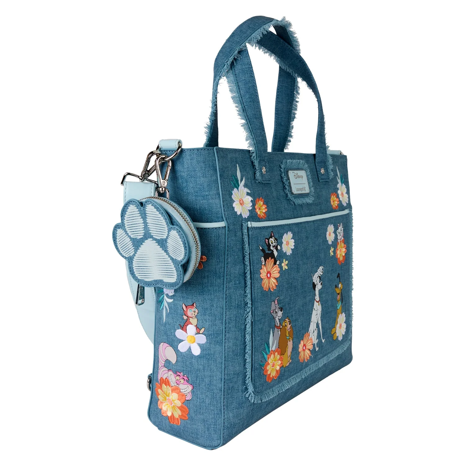 Loungefly x Disney Dogs & Cats Faux Denim Convertible Tote Bag with Coin Bag - Image 4