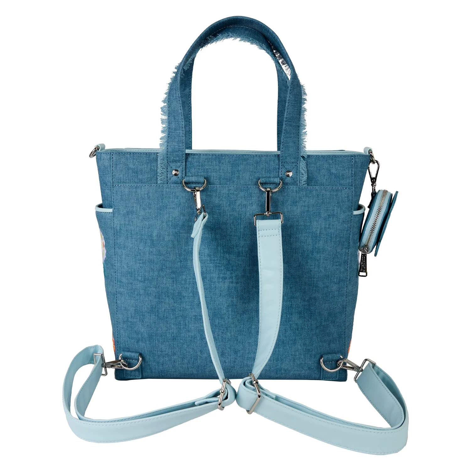 Loungefly x Disney Dogs & Cats Faux Denim Convertible Tote Bag with Coin Bag - Image 5