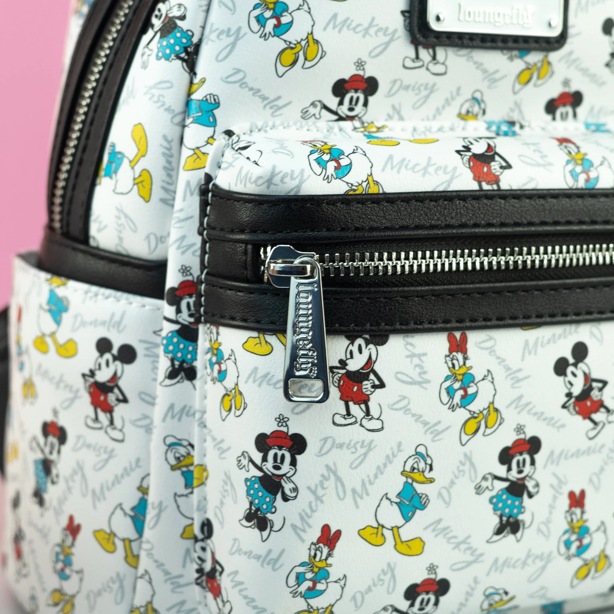 Loungefly x Disney Mickey, Minnie, Donald and Daisy AOP Mini Backpack - Image 3