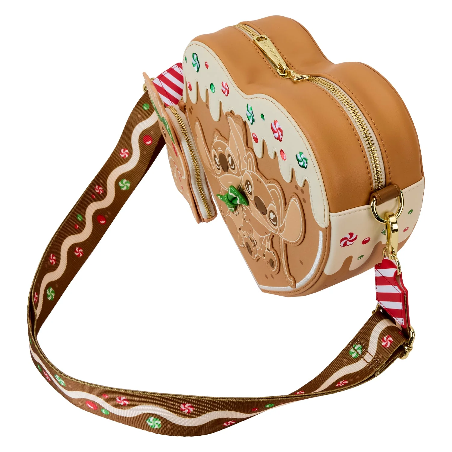 Loungefly x Disney Lilo & Stitch Angel And Stitch Gingerbread Heart Crossbody Bag - Image 3