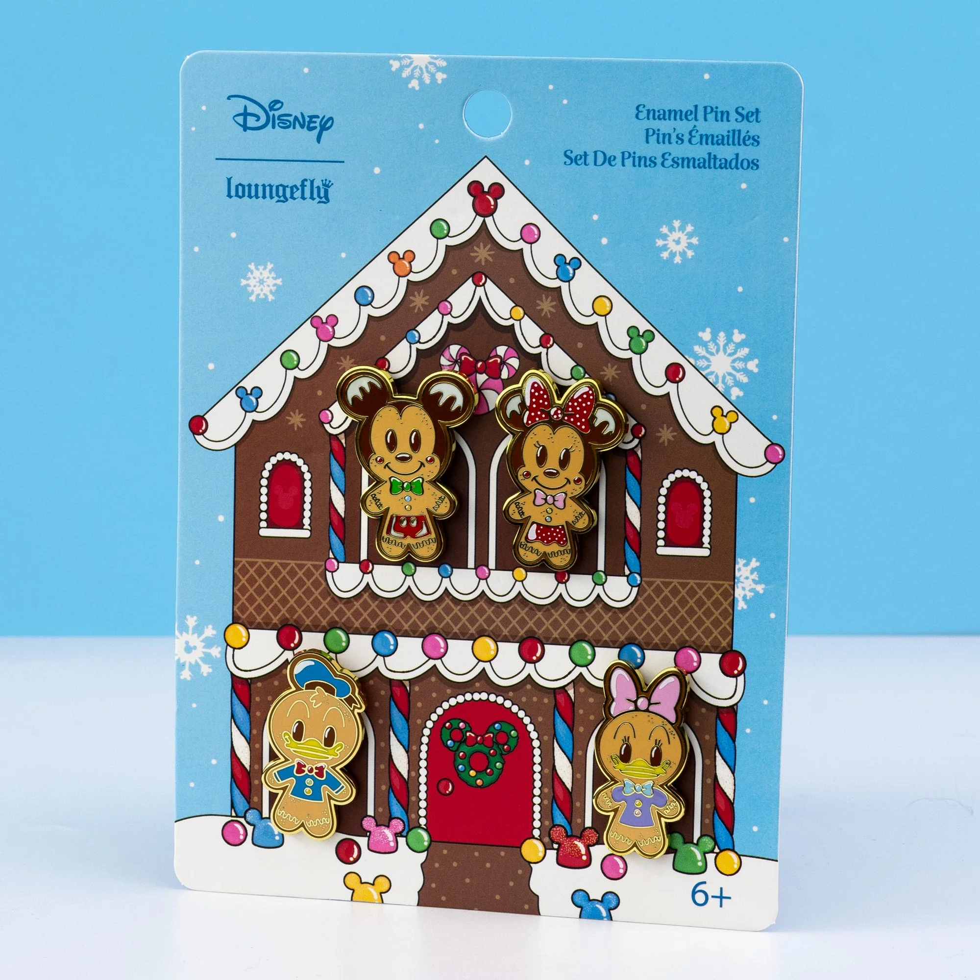 Loungefly x Disney Mickey and Friends Gingerbread 4-PC Pin Set