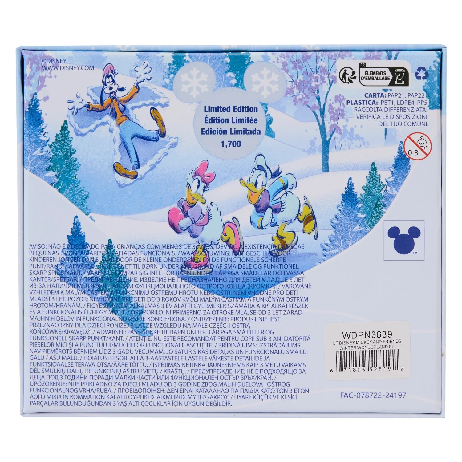 Loungefly x Disney Mickey And Friends Winter Wonderland Sliding  3" Collectors Pin - Image 3