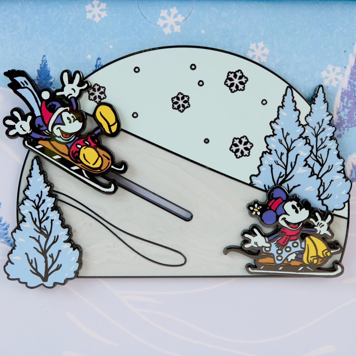 Loungefly x Disney Mickey And Friends Winter Wonderland Sliding  3" Collectors Pin - Image 4