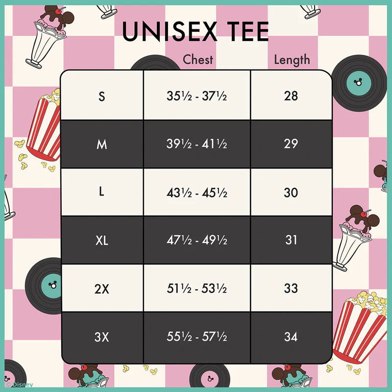 Loungefly x Disney Mickey and Minnie Date Night Diner Checkered Unisex T-Shirt - Image 4