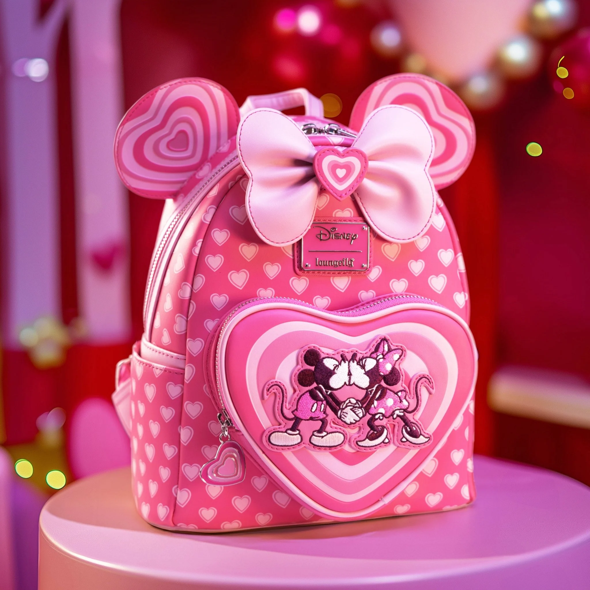 Loungefly x Disney Mickey and Minnie Pink Valentines Mini Backpack - Image 10