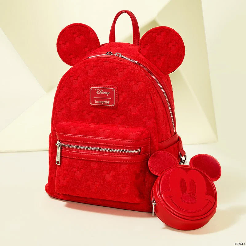 Loungefly x Disney Mickey Silhouette Burnout Red Mini Backpack - Image 2