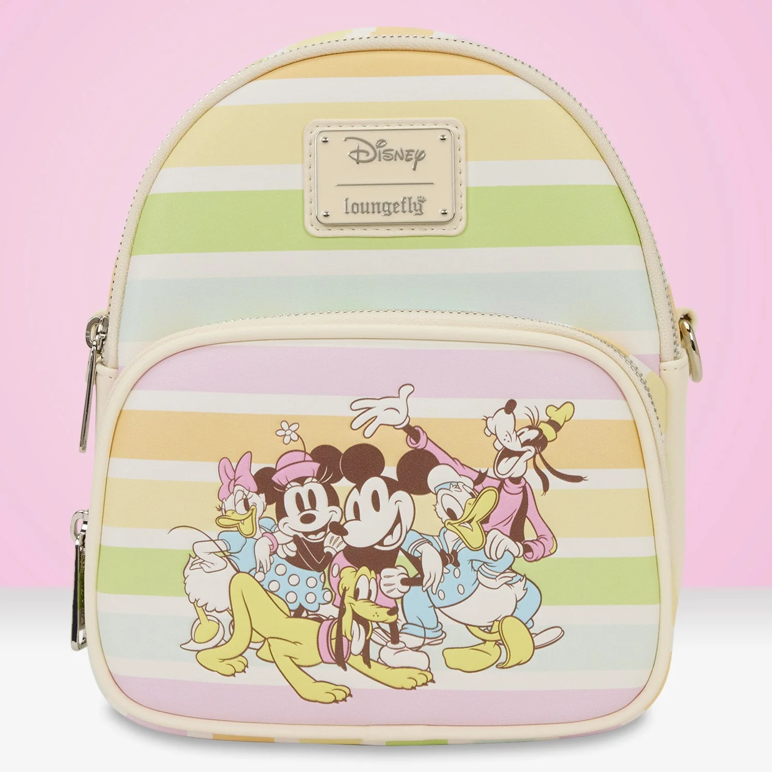 Loungefly x Disney Mickey & Friends Rainbow Stripes Convertible Mini Backpack