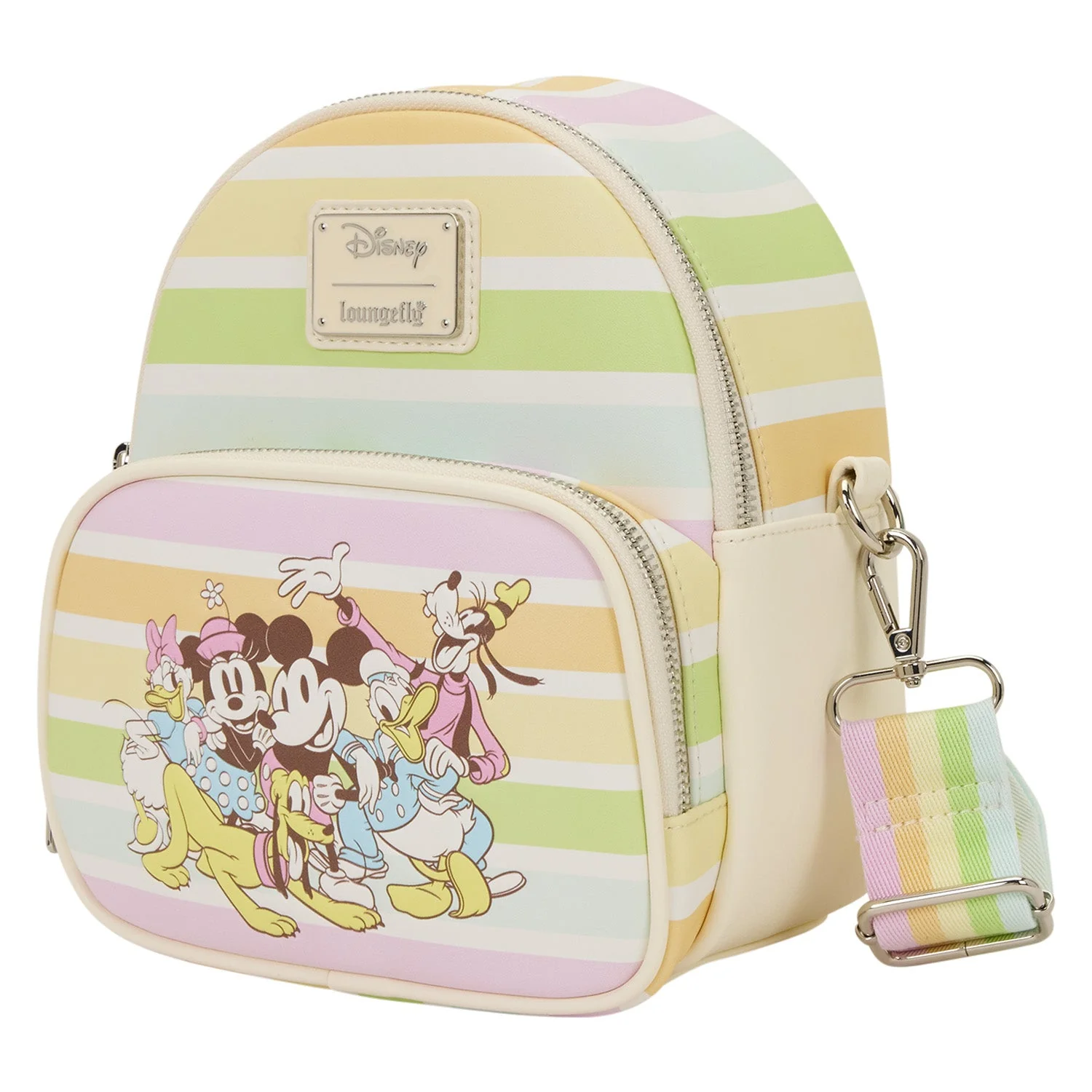 Loungefly x Disney Mickey & Friends Rainbow Stripes Convertible Mini Backpack - Image 2