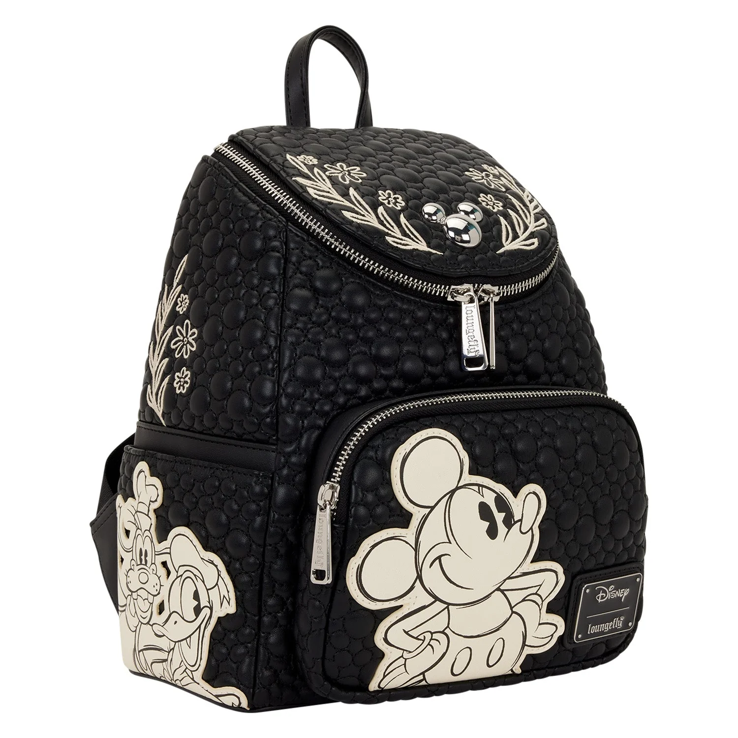 Loungefly x Disney Mickey & Friends Quilted Floral Mini Backpack - Image 3