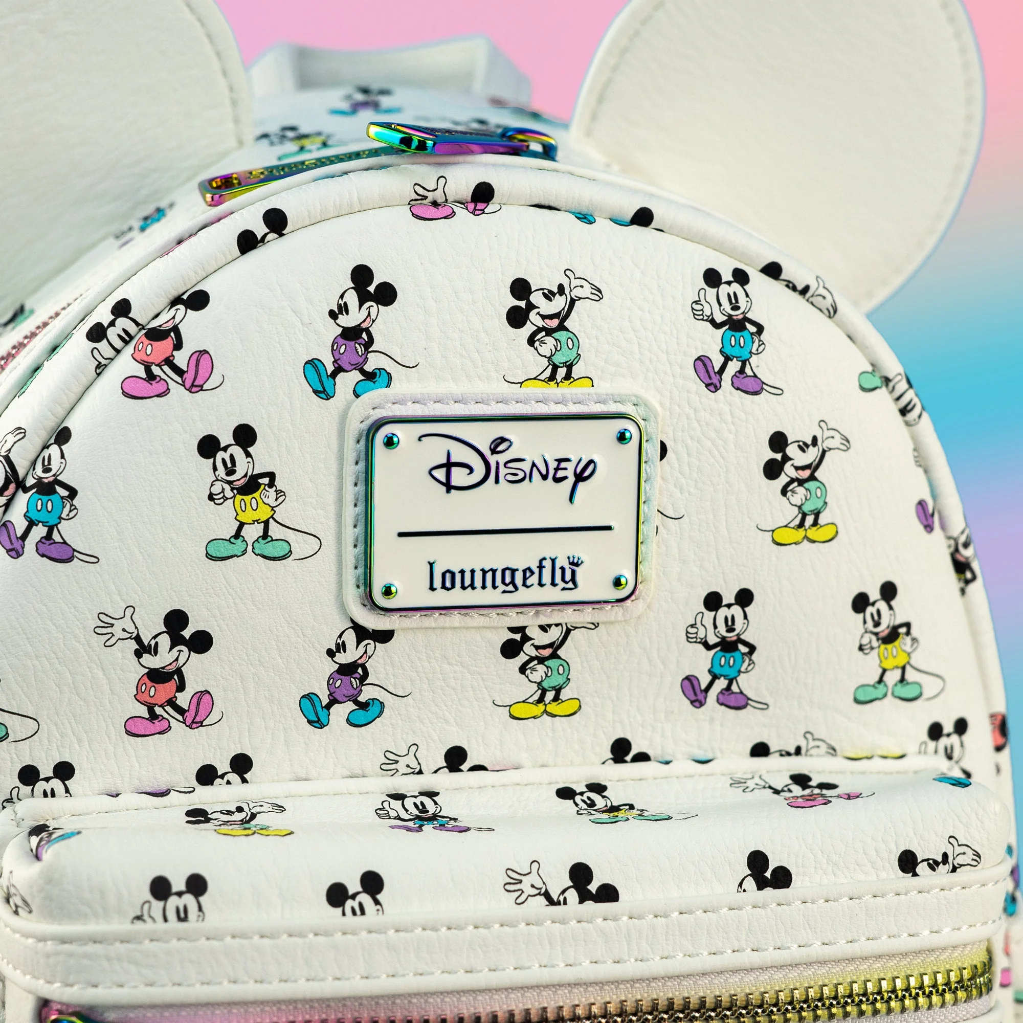 Loungefly x Disney Mickey Mouse Pastel Rainbow Poses Mini Backpack - Image 2