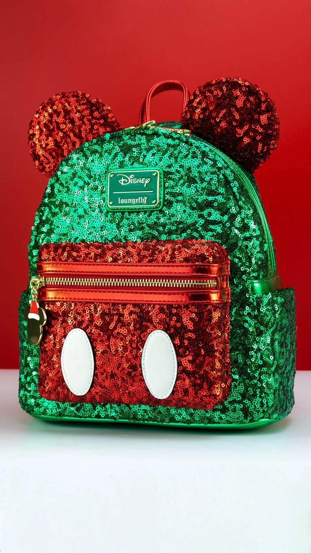 Loungefly x Disney Mickey Mouse Red and Green Sequin Mini Backpack - Image 7