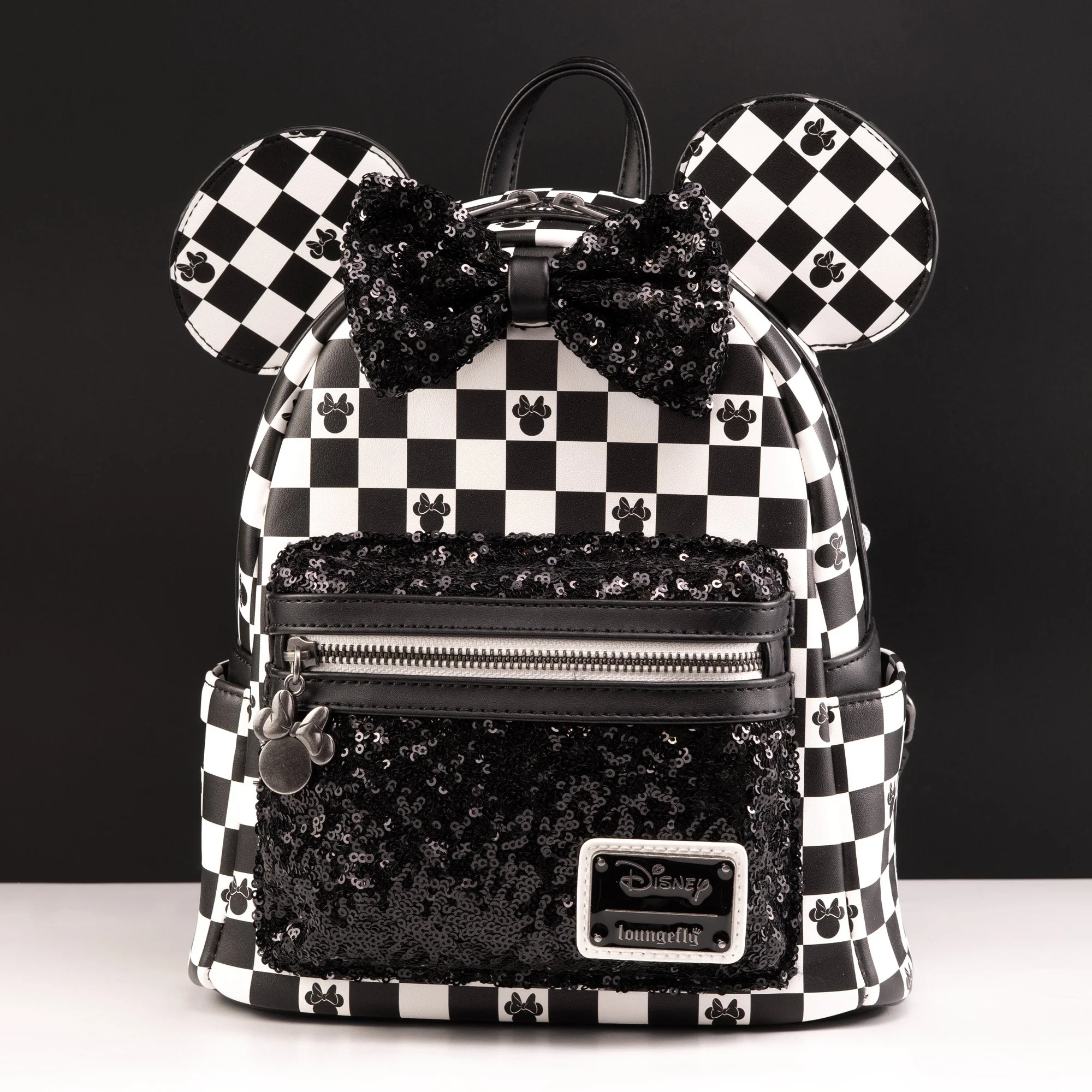 Loungefly x Disney Minnie Mouse Checkerboard Sequin Mini Backpack