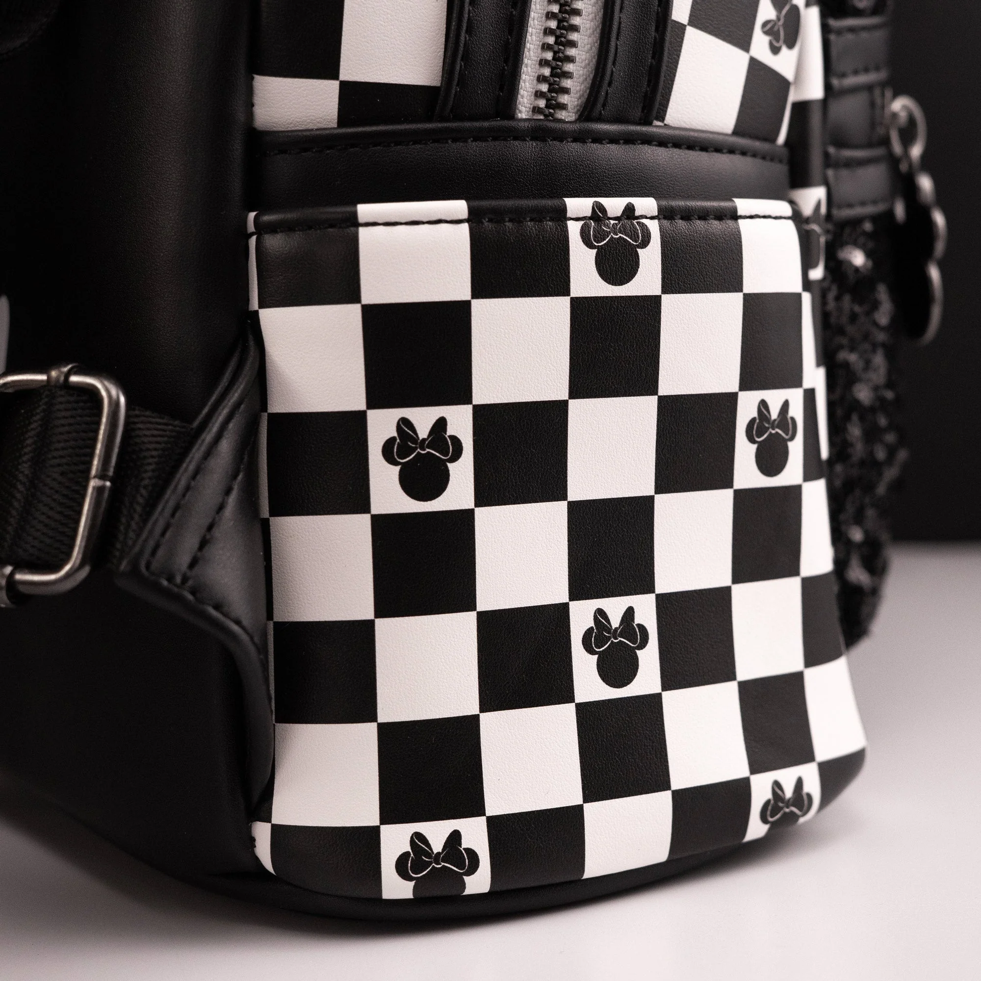 Loungefly x Disney Minnie Mouse Checkerboard Sequin Mini Backpack - Image 5