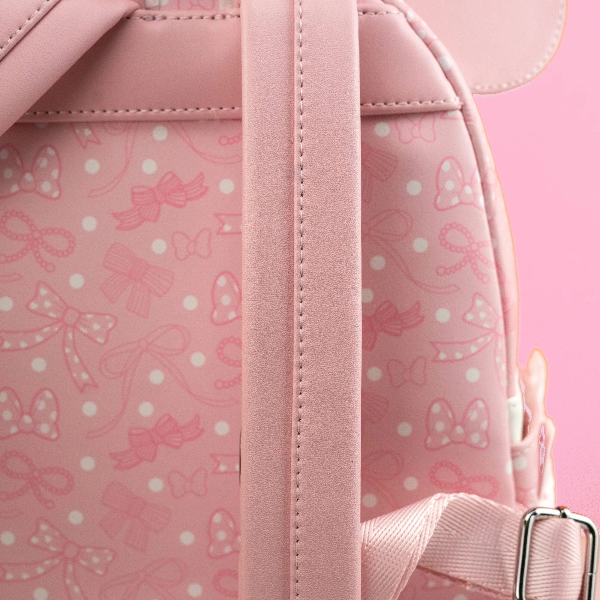 Loungefly x Disney Minnie Mouse Pink Debossed Bows Mini Backpack - Image 5