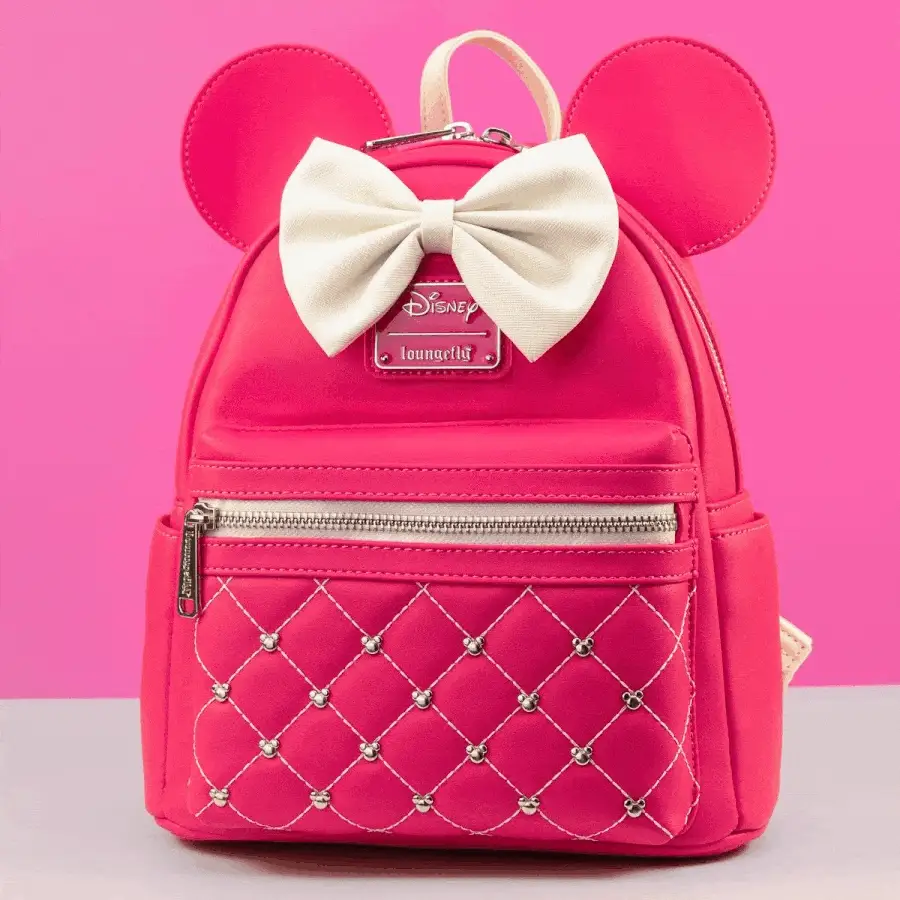 Loungefly x Disney Minnie Mouse Hot-Pink ‘Glowberry’ Quilted Mini Backpack