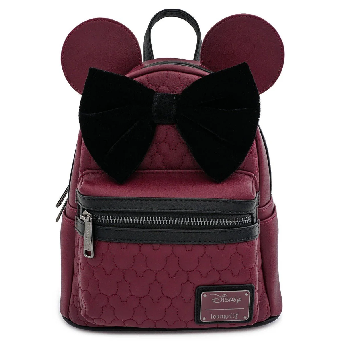 Loungefly X Disney Minnie Mouse Maroon Quilted Mini Backpack - Image 2
