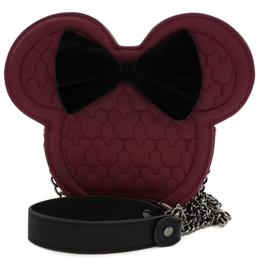 Loungefly X Disney Minnie Mouse Maroon Quilted Silhouette Crossbody Bag - Image 2