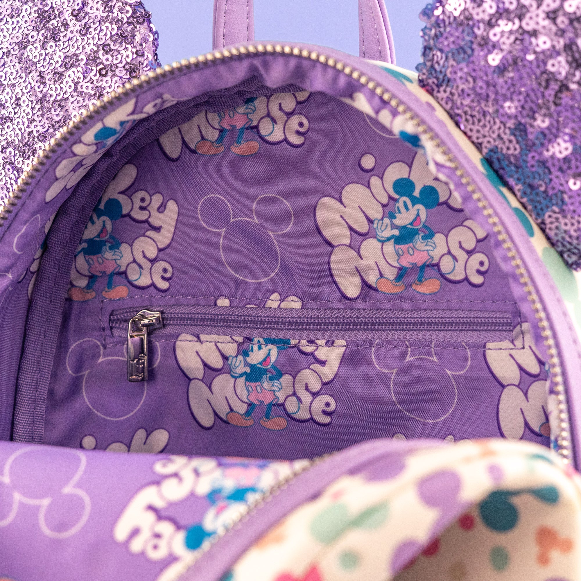 Loungefly x Disney Mickey Mouse Pastel AOP Sequin Mini Backpack - Image 7