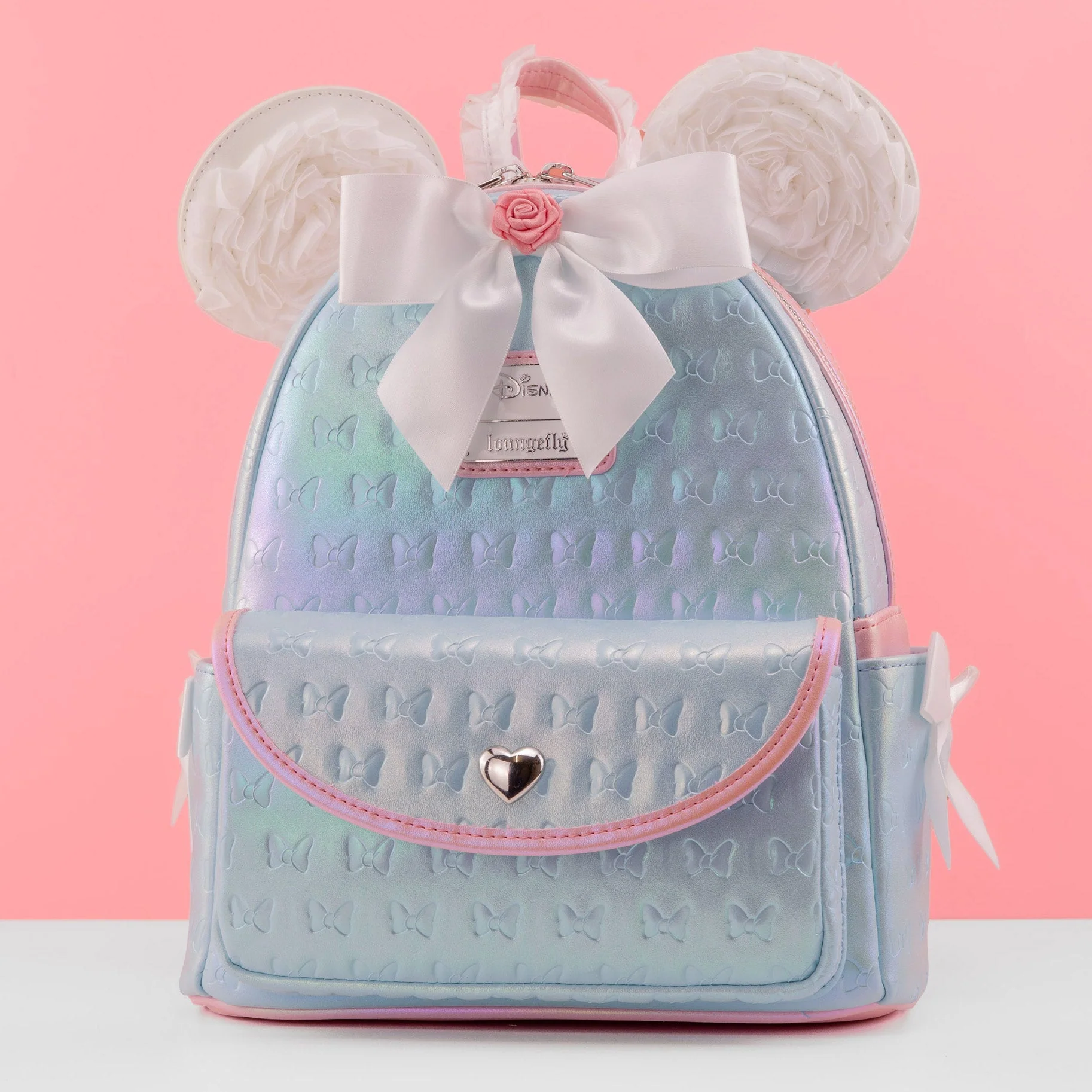 Loungefly x Disney Minnie Mouse Pearlescent Blue Bows Mini Backpack