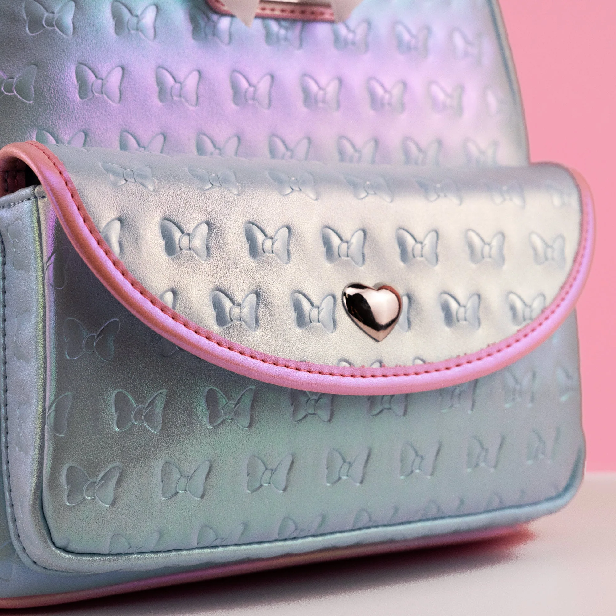 Loungefly x Disney Minnie Mouse Pearlescent Blue Bows Mini Backpack - Image 2