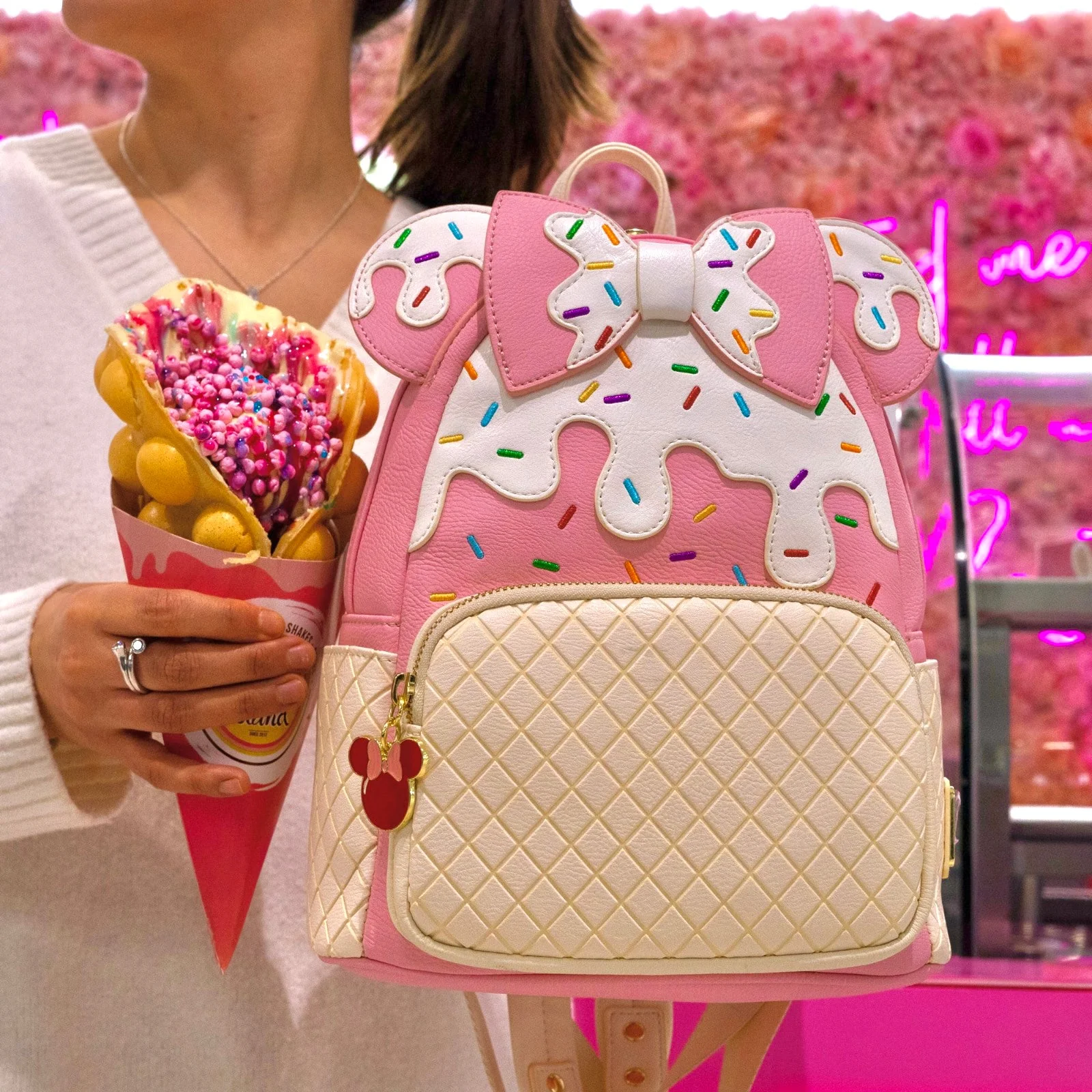 Loungefly x Disney Minnie Mouse Pink Sundae Ice Cream Mini Backpack - Image 6